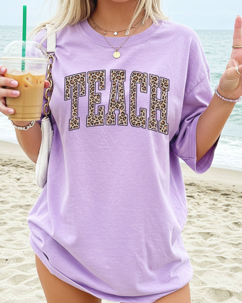 Teach Teacher LEOPARD Comfort Colors Garment-Dyed T-Shirt