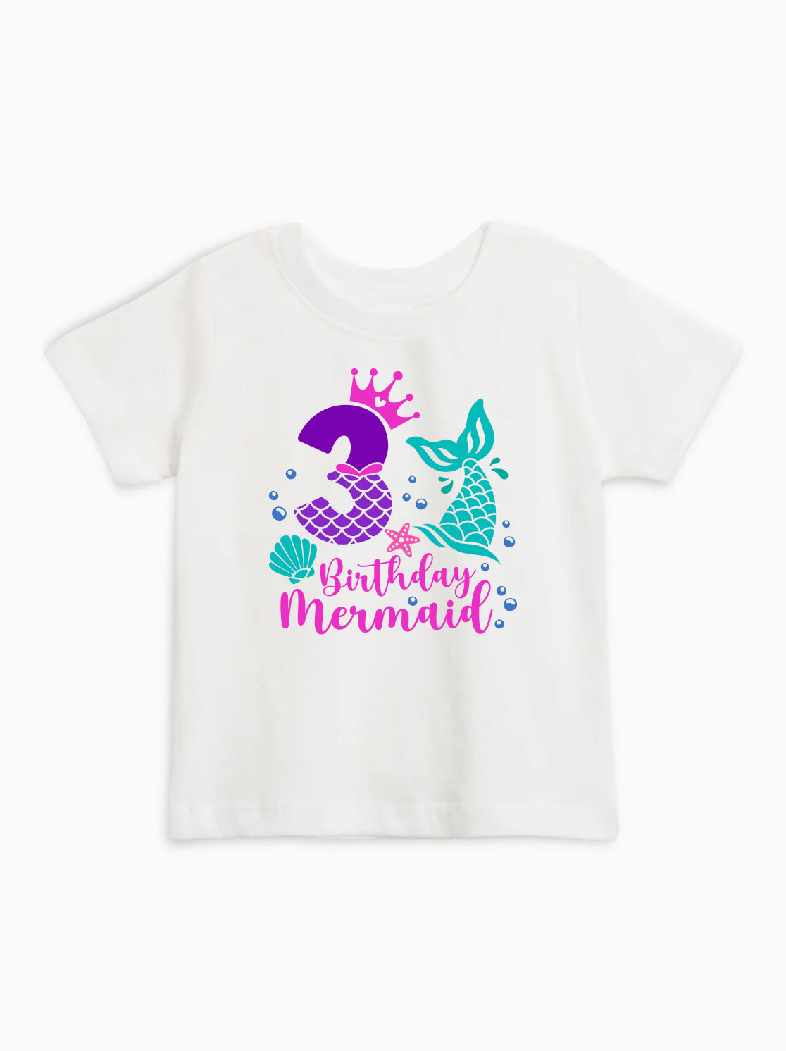 Three Birthday Mermaid Girl Organic Cotton Kids T-Shirt – 3rd Birthday Shirt