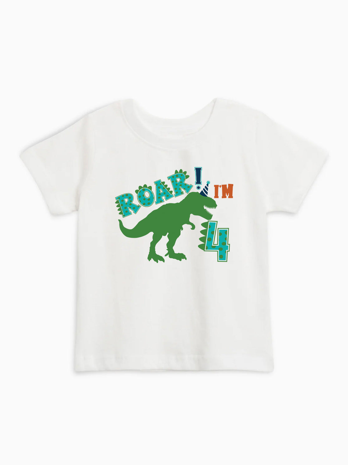 I'm 4 Four Dinosaur Roar Birthday Organic Cotton Kids Tee