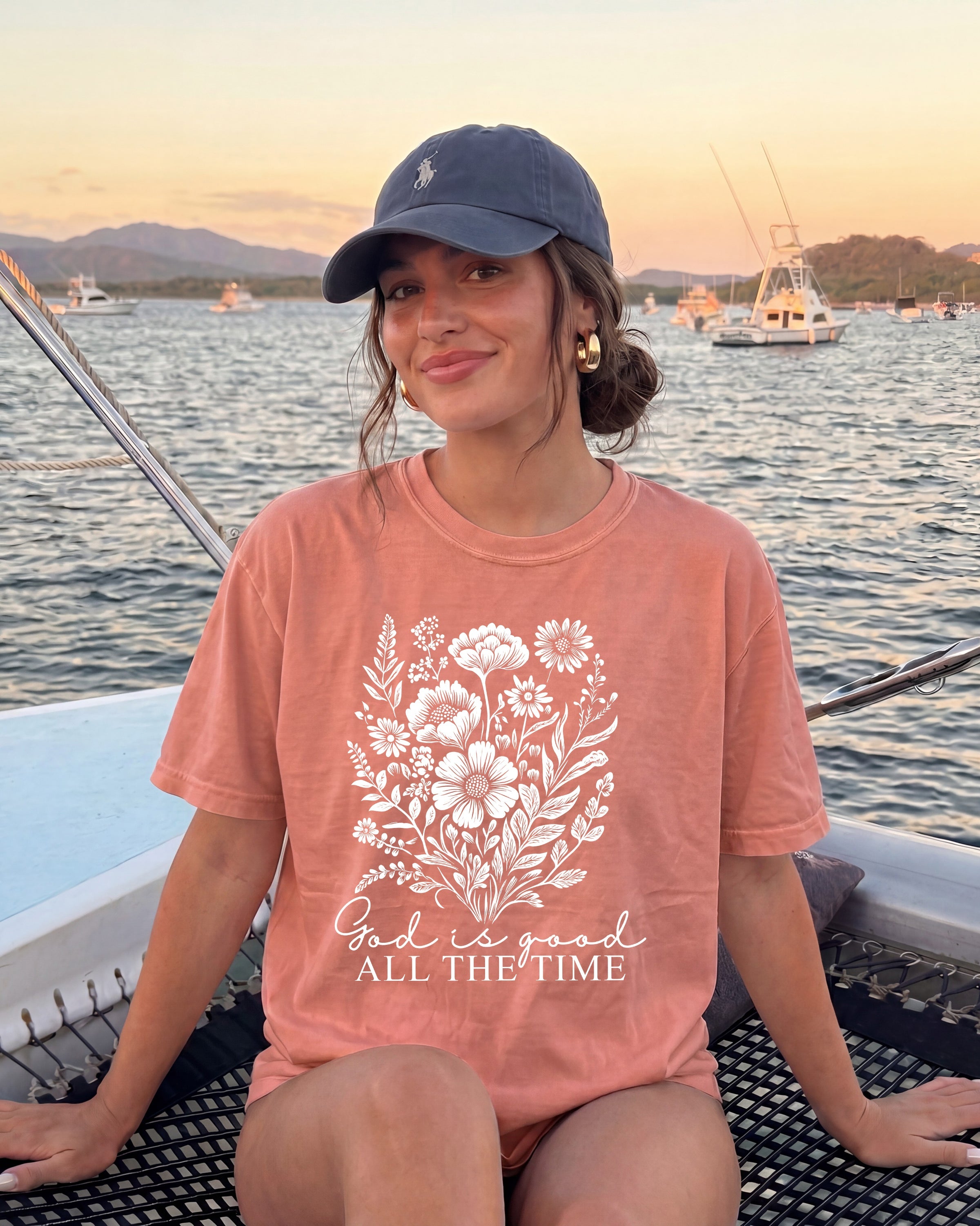 God is good all the time Flower Botanical Comfort Colors T Shirt