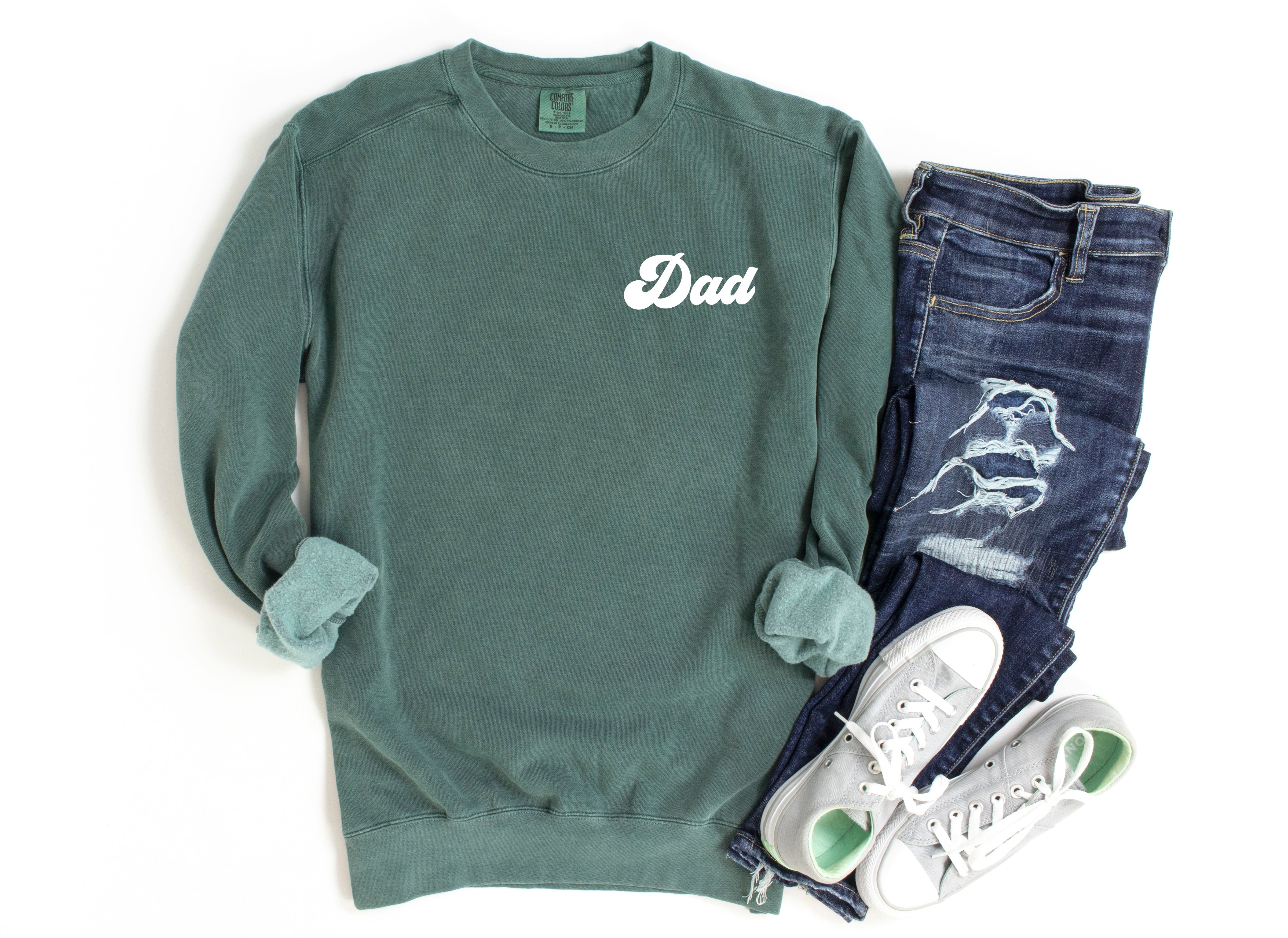 Dad Garment Dyed Comfort Colors Sweatshirt (Groovy Left Chest)