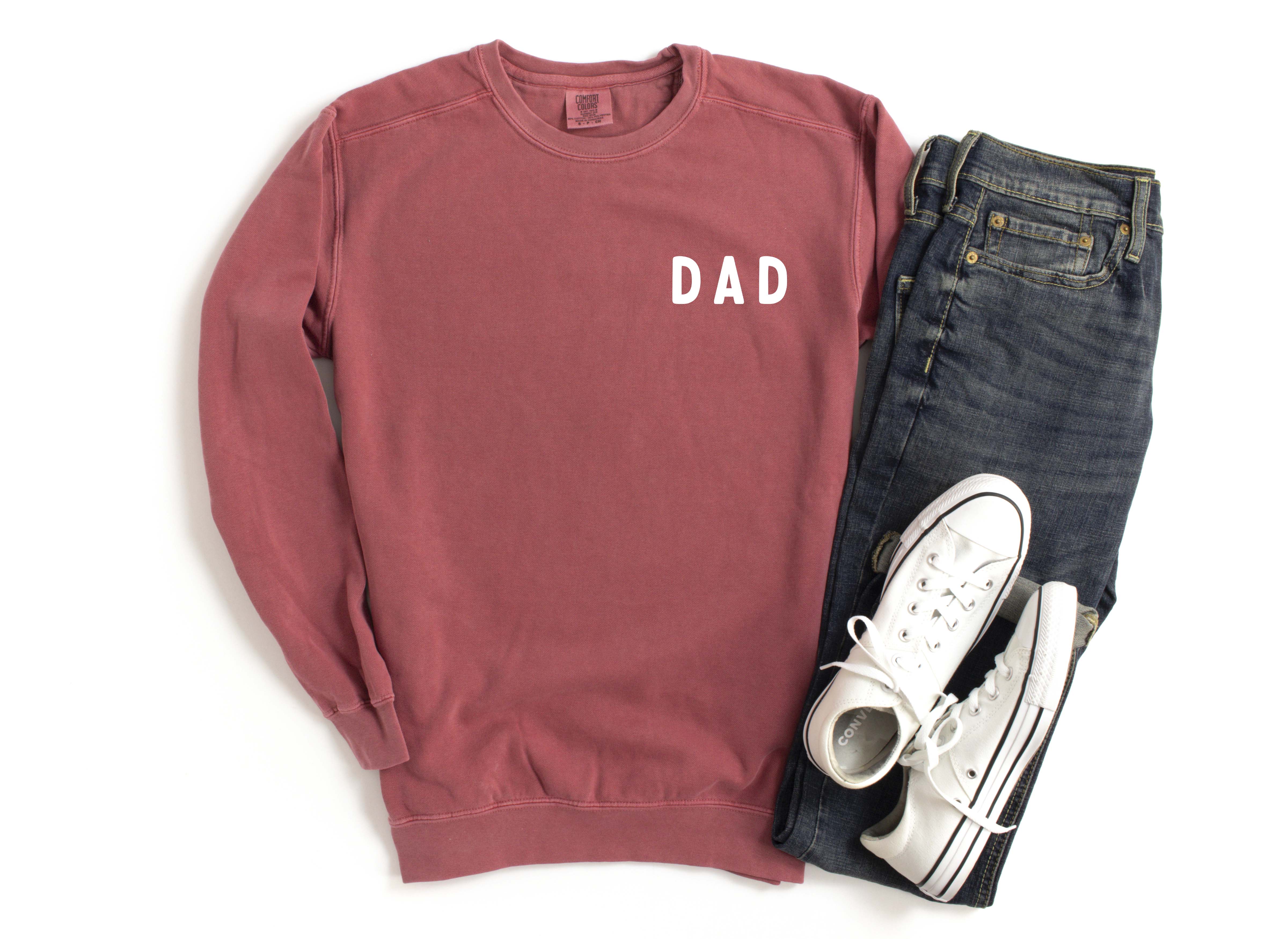 Dad Garment Dyed Comfort Colors Sweatshirt (Rounded font Left Chest)