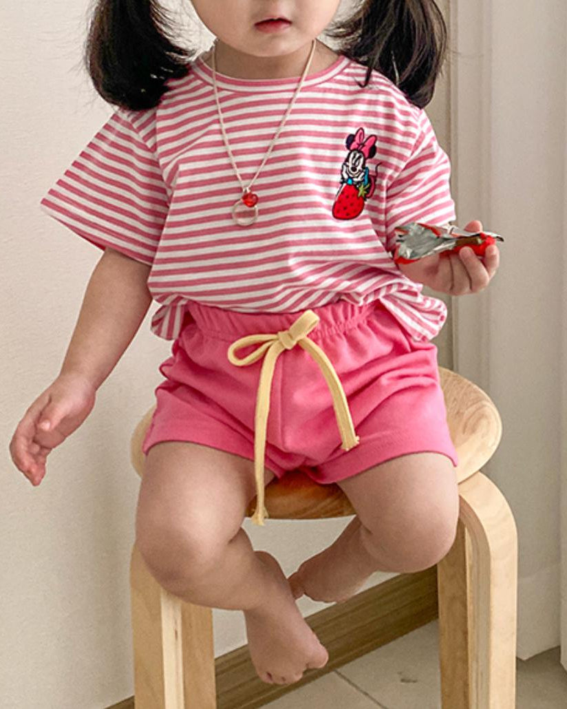 Disney Mickey mouse and Mini mouse baby and toddler Stripe T-shirt & Shorts Set