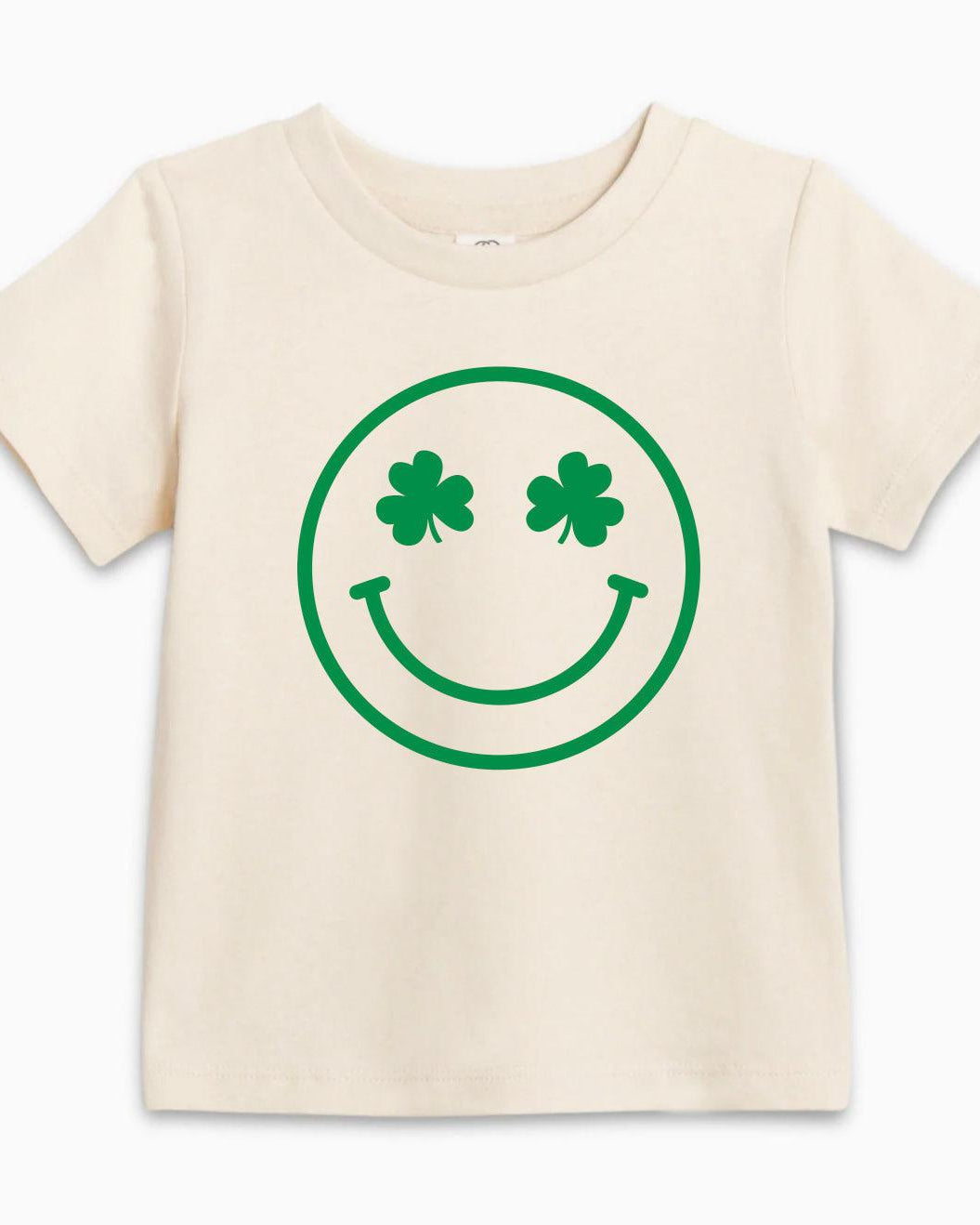 Lucky Shamrock Clover Smile Organic Cotton Baby And Kids Tee