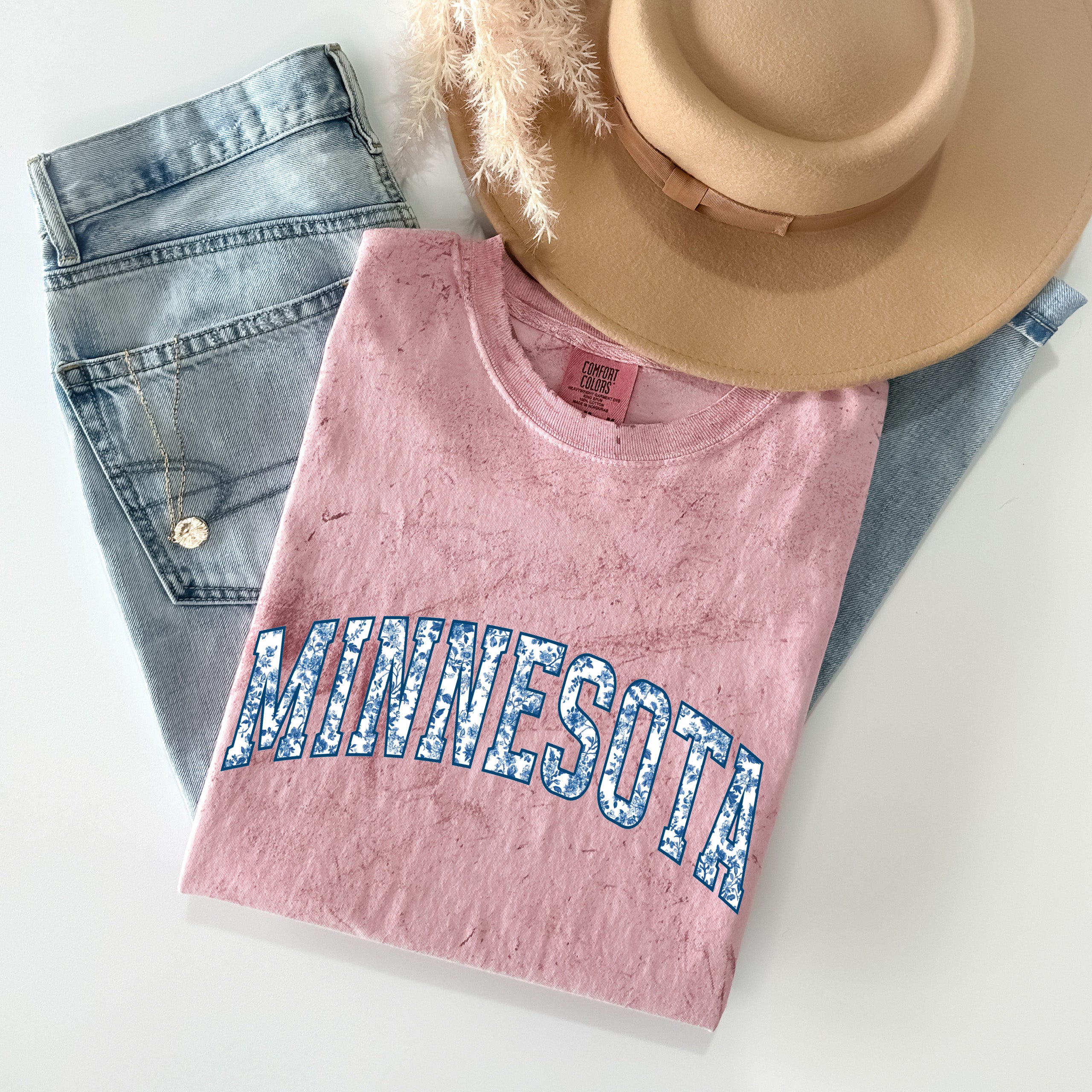 Minnesota State City College Comfort Colors T Shirt (Blue flower)