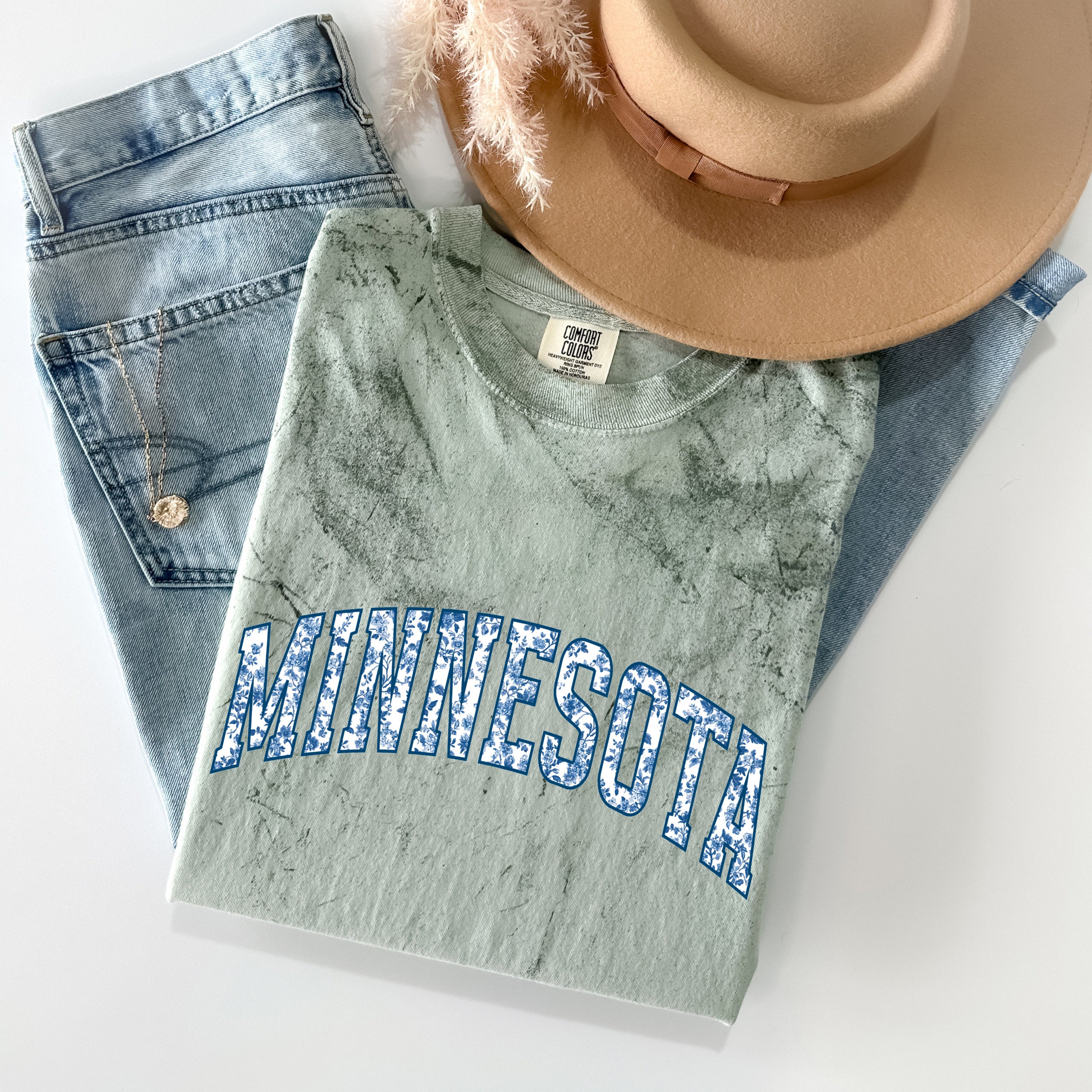 Minnesota State City College Comfort Colors T Shirt (Blue flower)