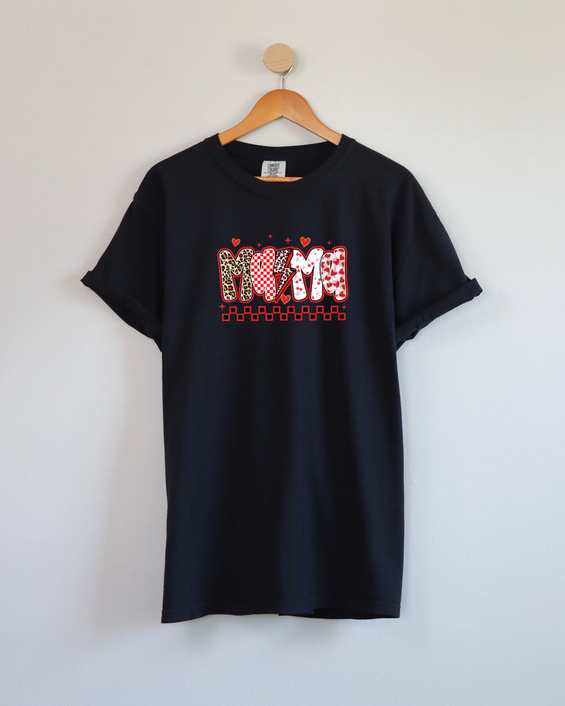 Mama Leopard Checkered Comfort Colors T Shirt