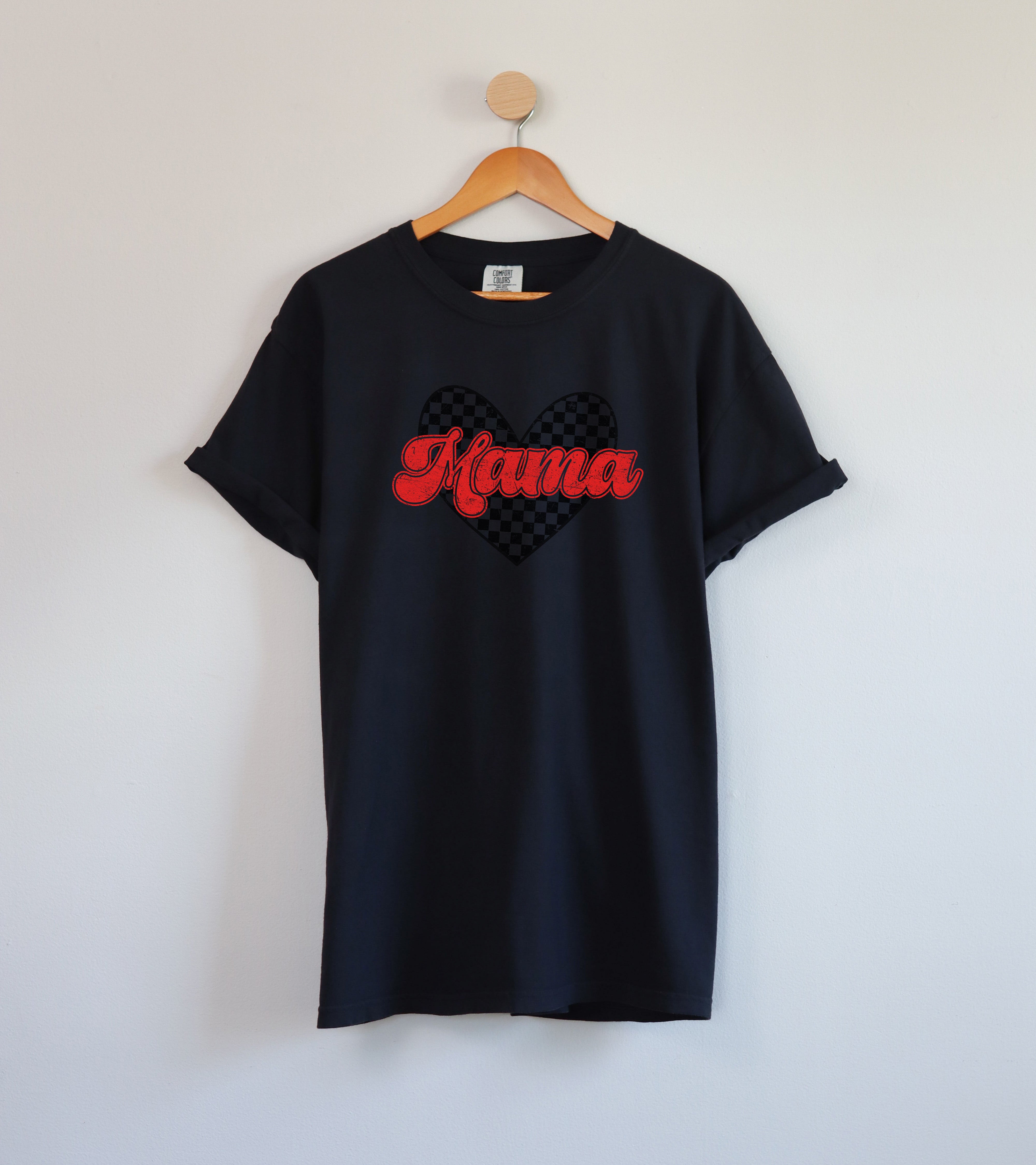 Mama Love Comfort Colors T Shirt (Checkered)