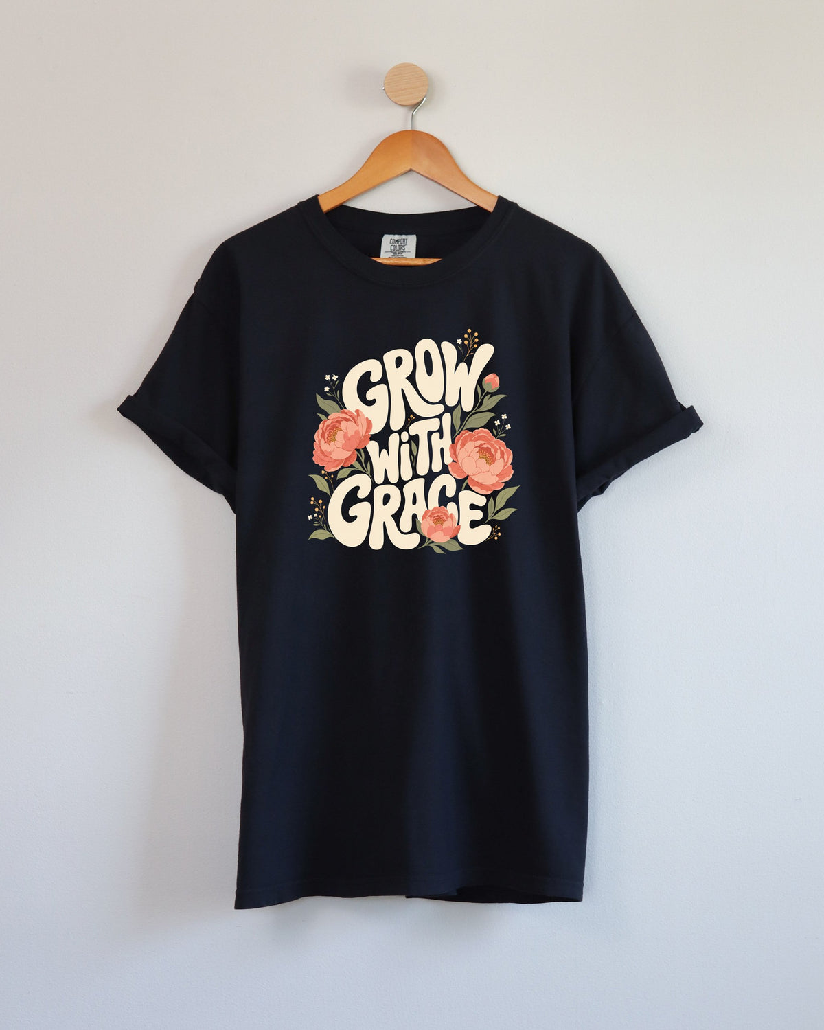 Grow With Grace Christian Flower Comfort Colors T-Shirt, Jesus Bible Gift