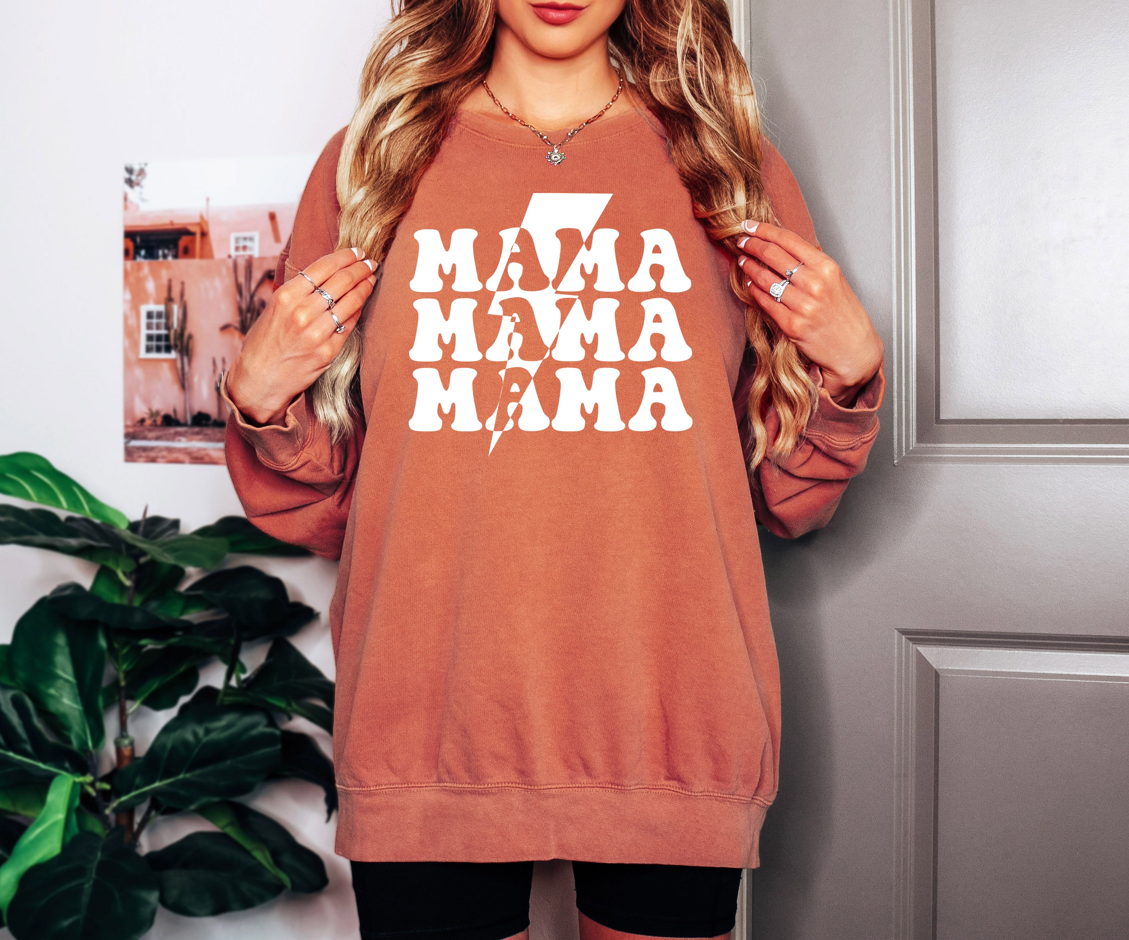 Mama Lightning Garment Dyed Comfort Colors Sweatshirt