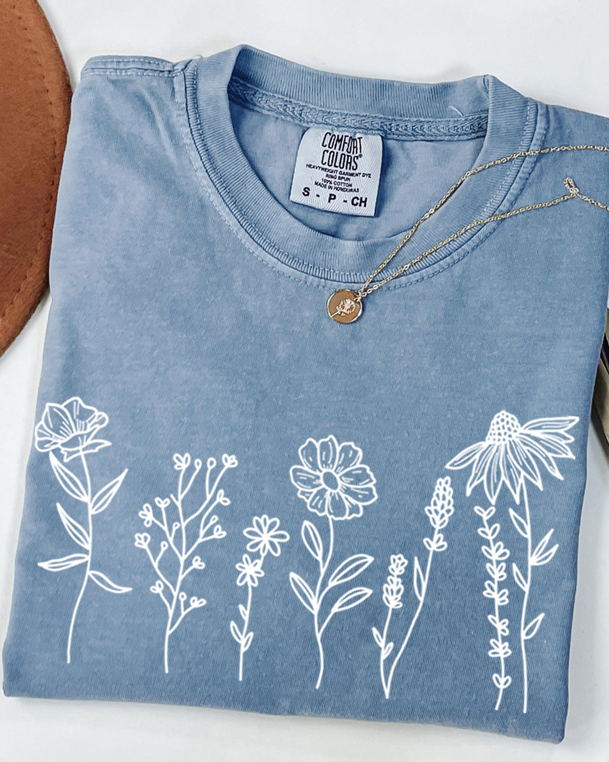 Wildflowers Botanical Plant Garment-Dyed T-Shirt, Nature Gift for Women