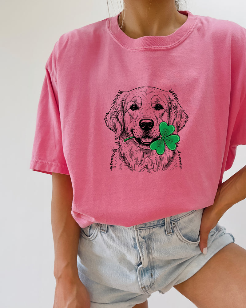 Golden Retriever Dog Mom St. Patrick's day Comfort Colors T Shirt