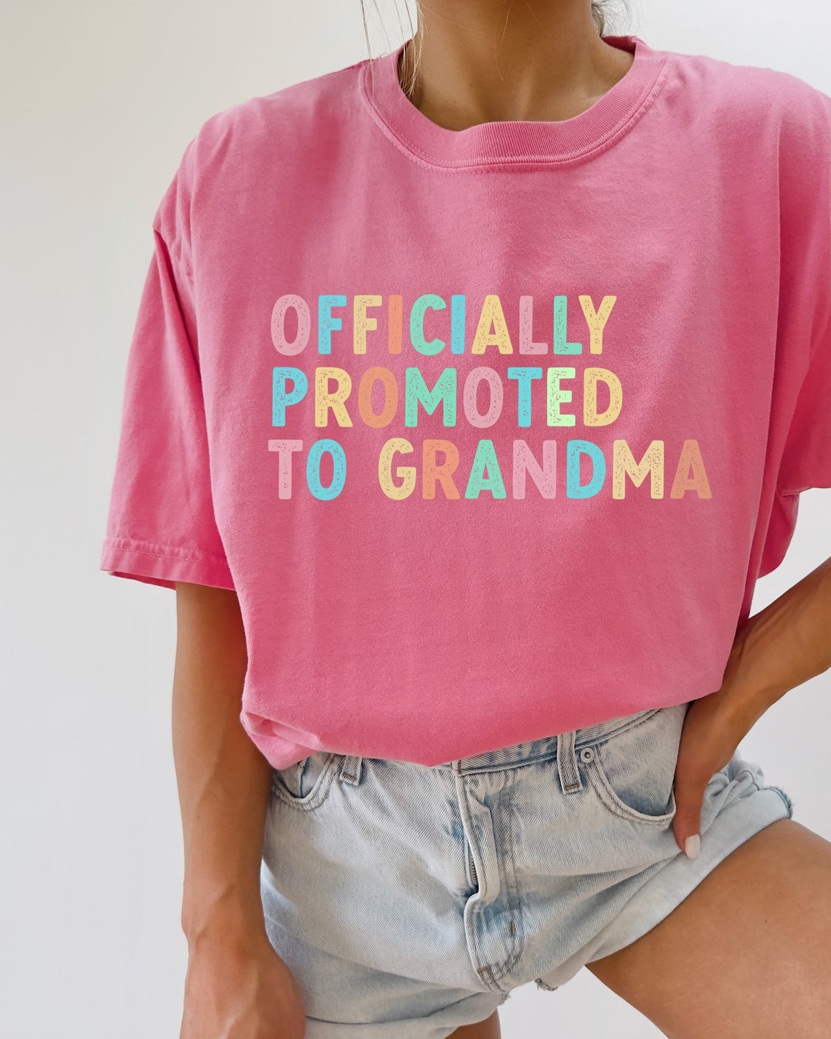 Officially Promoted To Grandma Comfort Colors T-Shirt, Pregnancy Announcement Gift