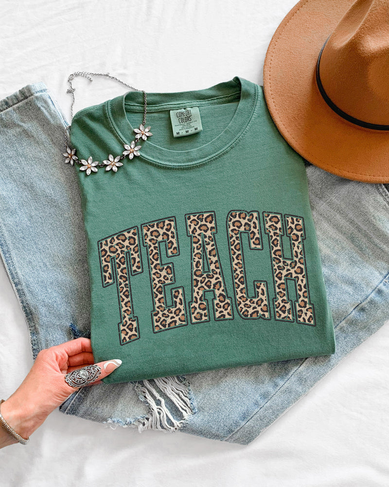 Teach Teacher LEOPARD Comfort Colors Garment-Dyed T-Shirt