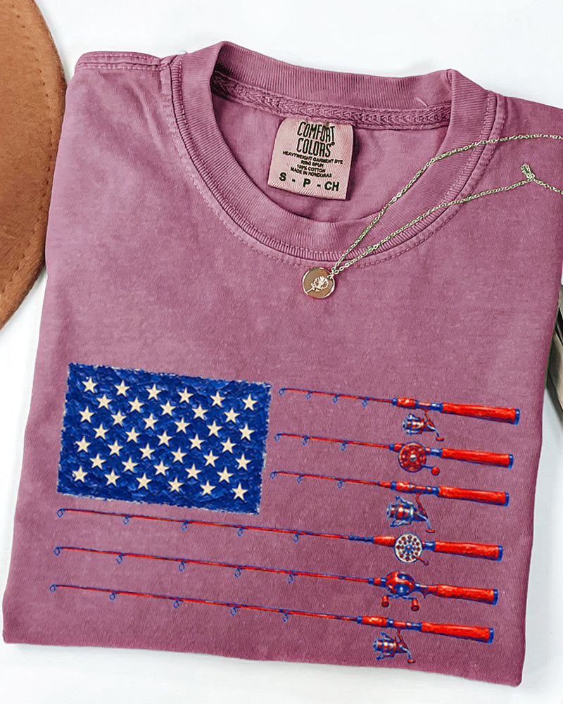 USA America Fishing Comfort Colors T Shirt - 4th of July, Memorial day, Veterans day gift for dad