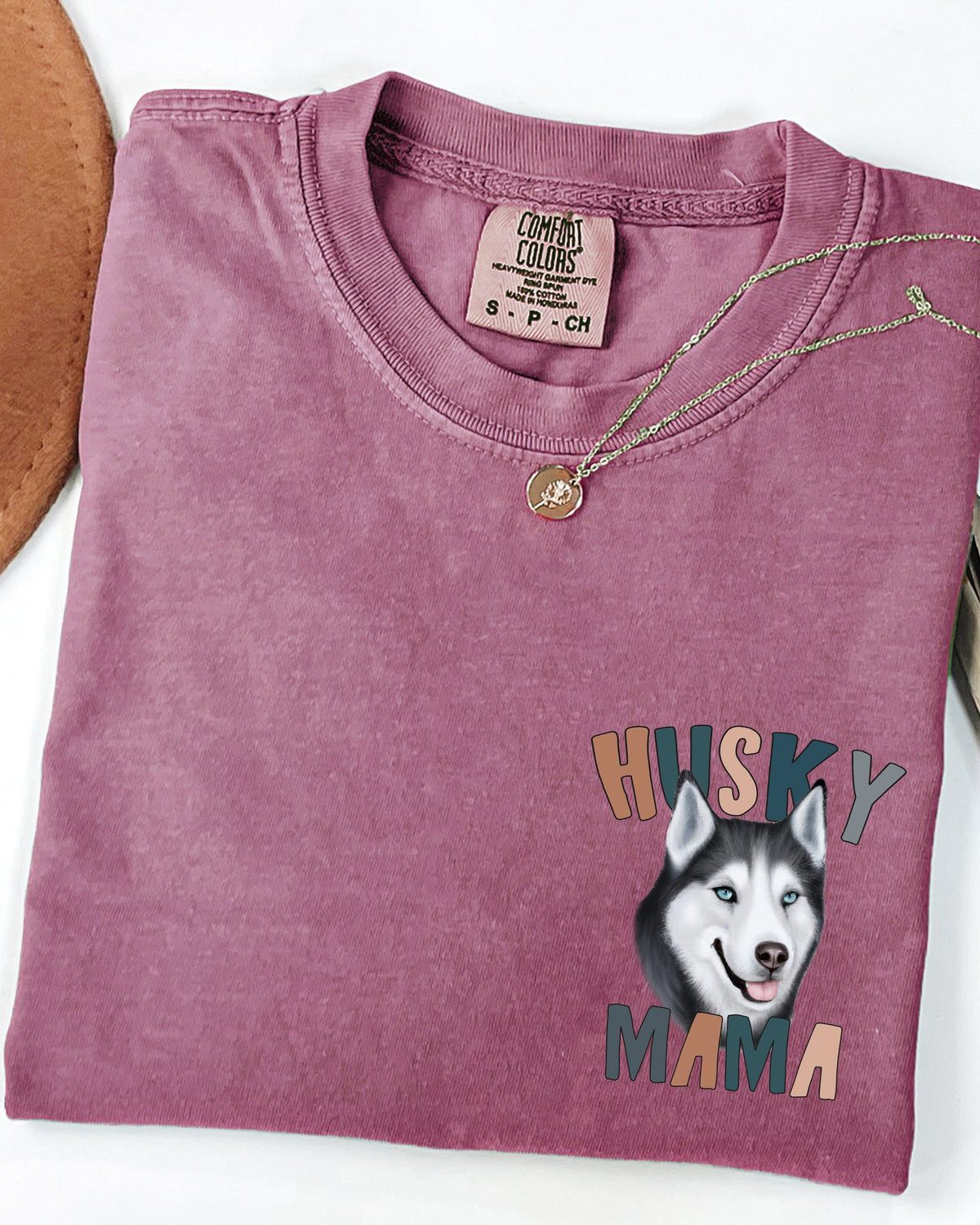 Husky Dog Mom Comfort Colors T-Shirt (Center), Gift for Women