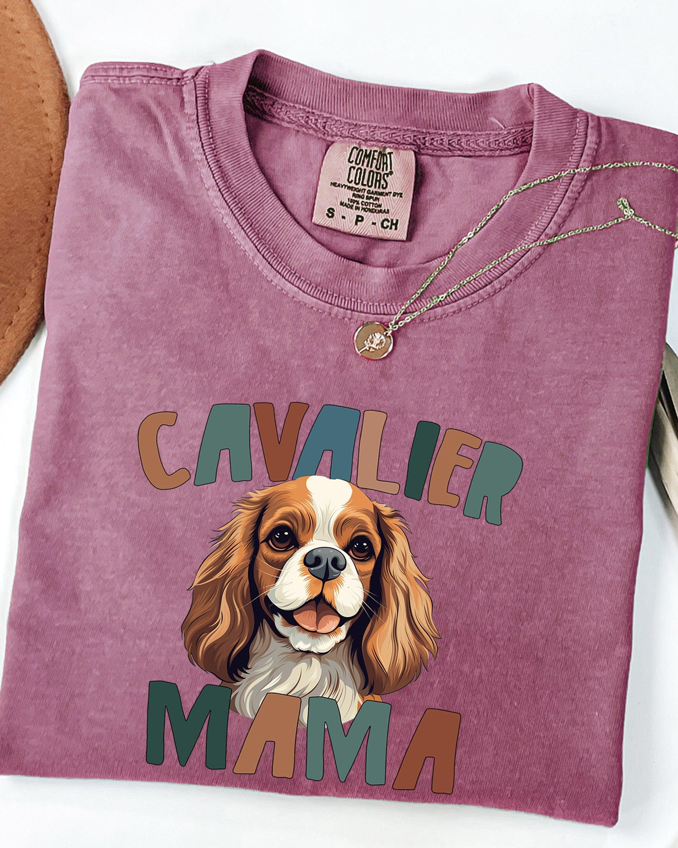 Cavalier King Charles Spaniel Dog Mom Comfort Fall Colors Garment Dyed T Shirt (Color)