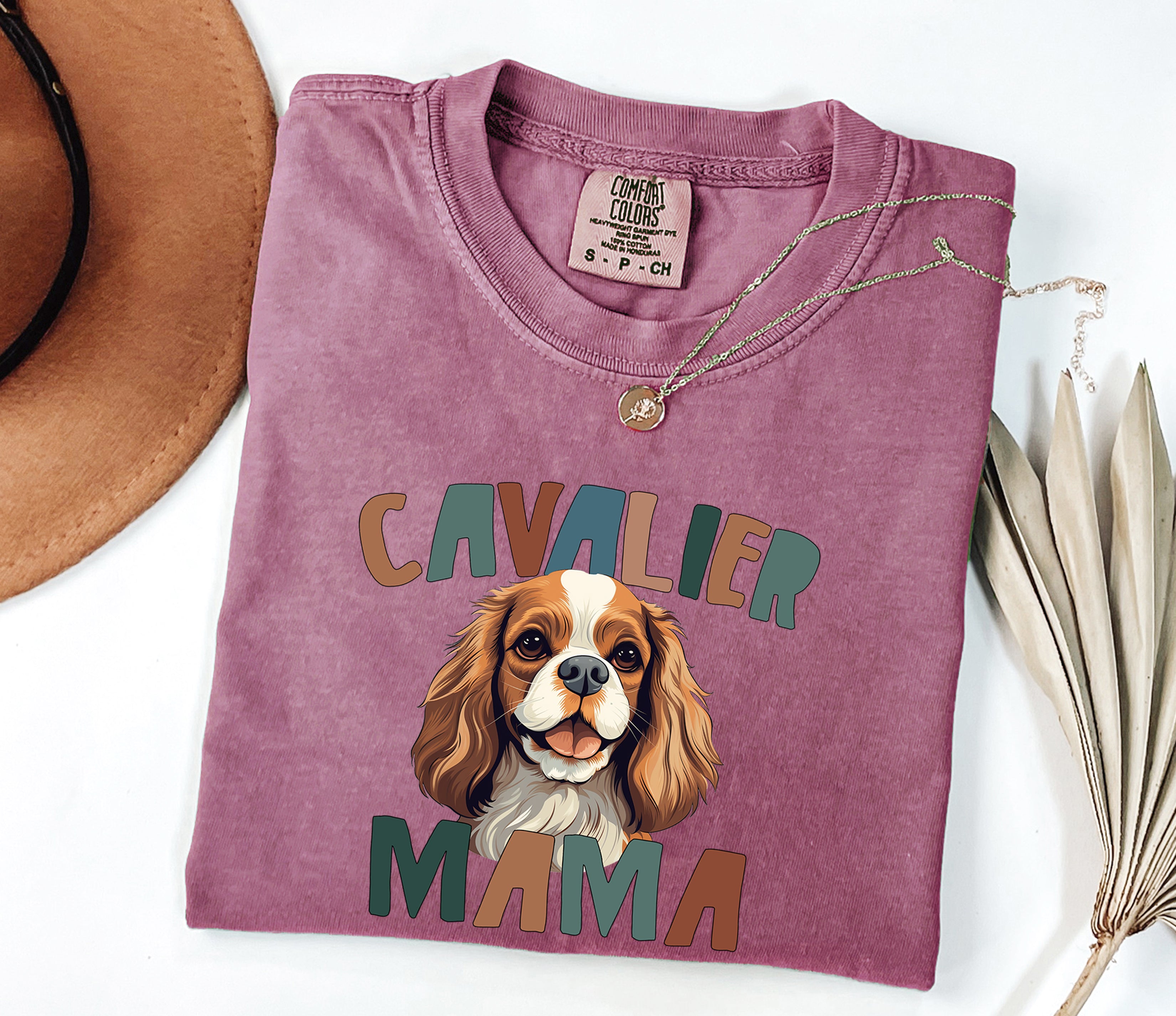 Cavalier King Charles Spaniel Dog Mom Comfort Fall Colors Garment Dyed T Shirt (Color)