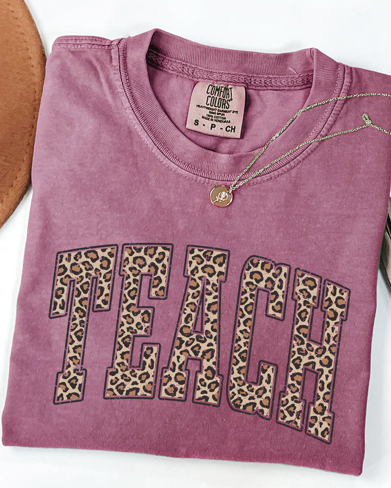 Teach Teacher LEOPARD Comfort Colors Garment-Dyed T-Shirt
