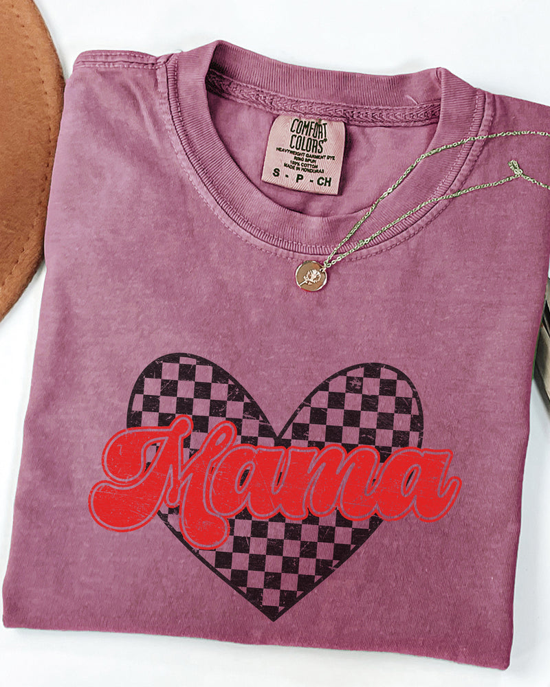 Mama Love Comfort Colors T Shirt (Checkered)