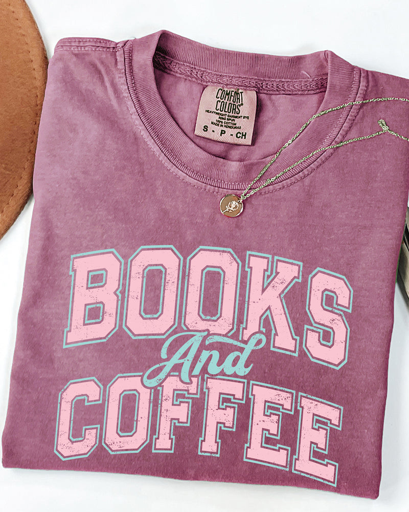 Books and Coffee Comfort Colors Garment Dyed T Shirt