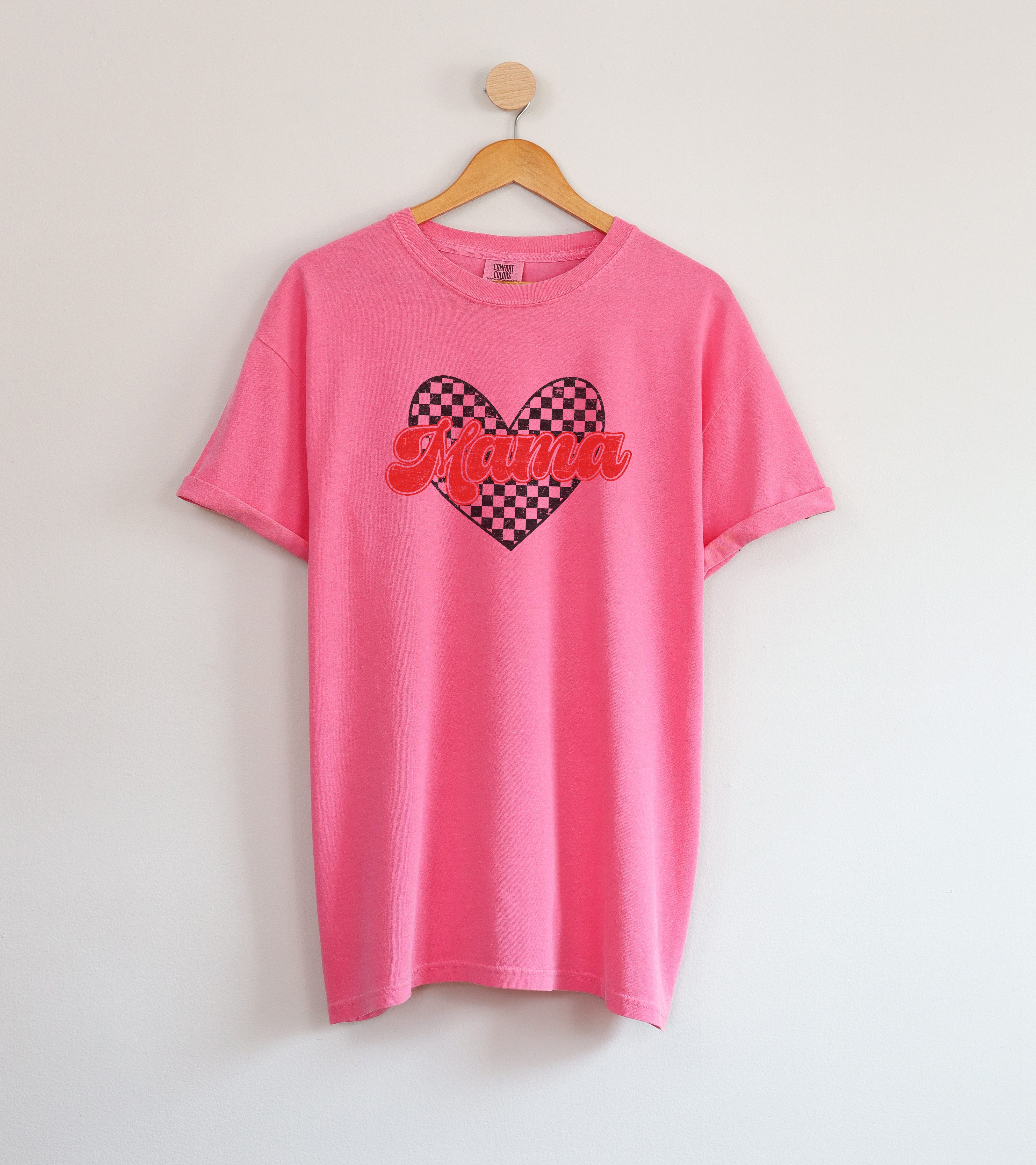 Mama Love Comfort Colors T Shirt (Checkered)