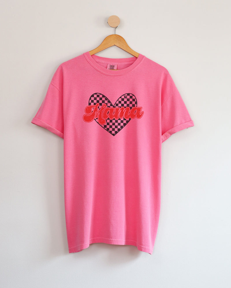 Mama Love Comfort Colors T Shirt (Checkered)