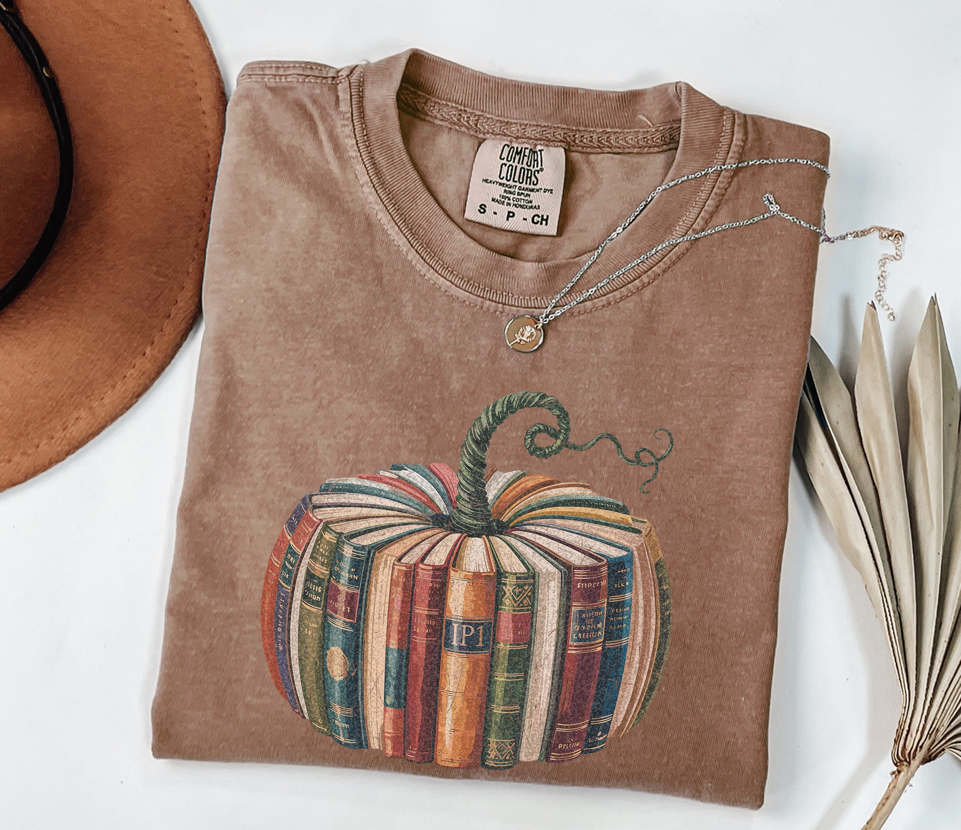 Fall Pumpkin Book Thanksgiving day Christmas Autumn Comfort Colors Garment Dyed T Shirt