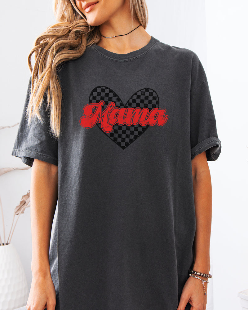 Mama Love Comfort Colors T Shirt (Checkered)