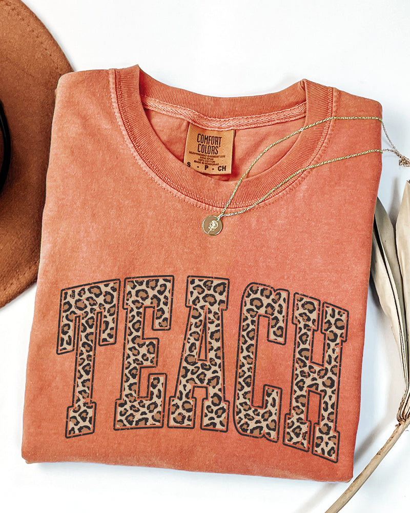 Teach Teacher LEOPARD Comfort Colors Garment-Dyed T-Shirt