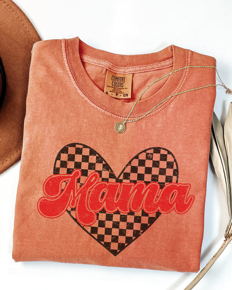 Mama Love Comfort Colors T Shirt (Checkered)