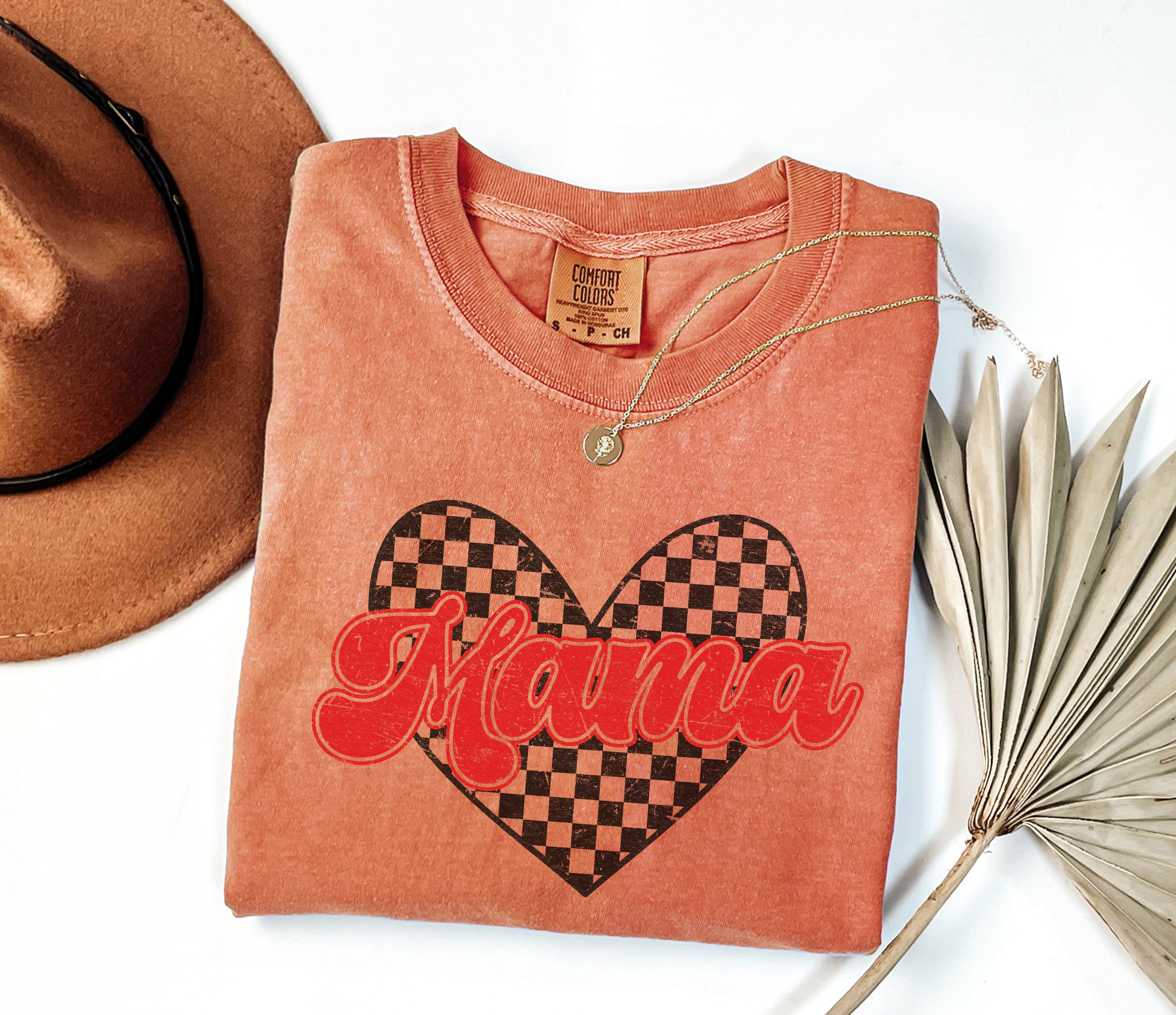 Mama Love Comfort Colors T Shirt (Checkered)