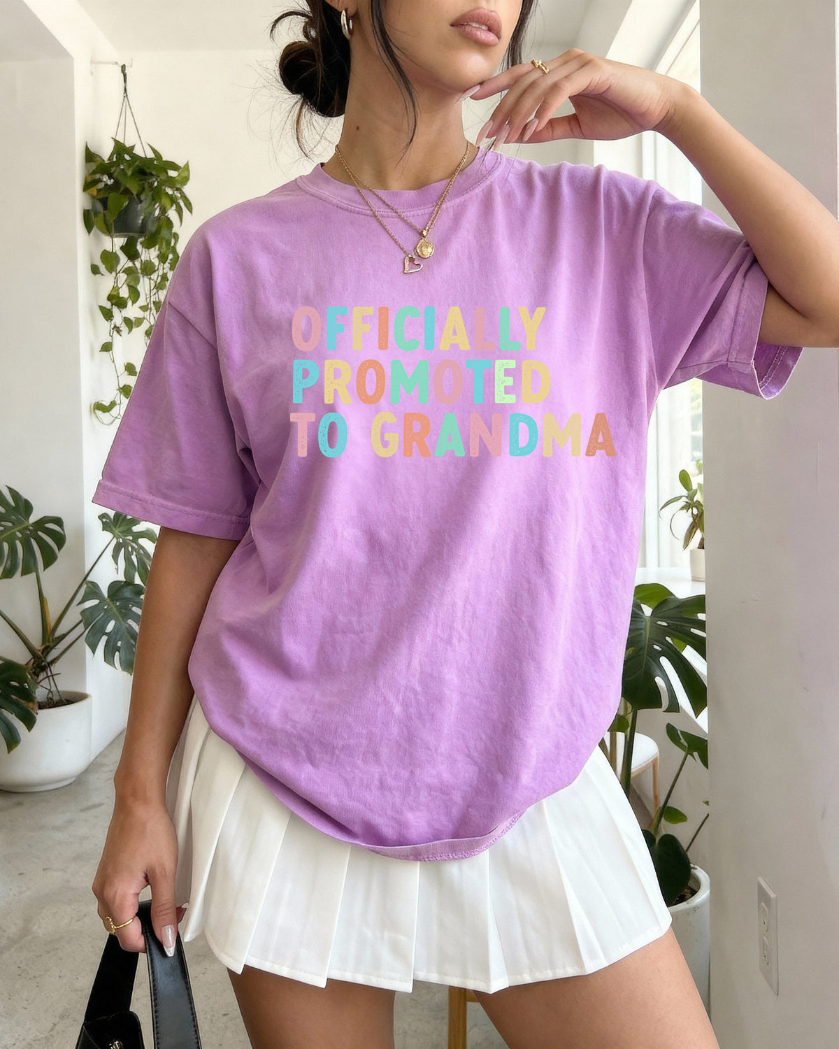 Officially Promoted To Grandma Comfort Colors T-Shirt, Pregnancy Announcement Gift