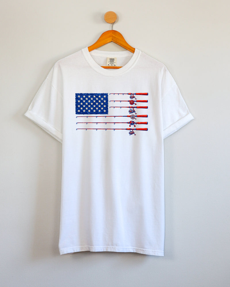 USA America Fishing Comfort Colors T Shirt - 4th of July, Memorial day, Veterans day gift for dad