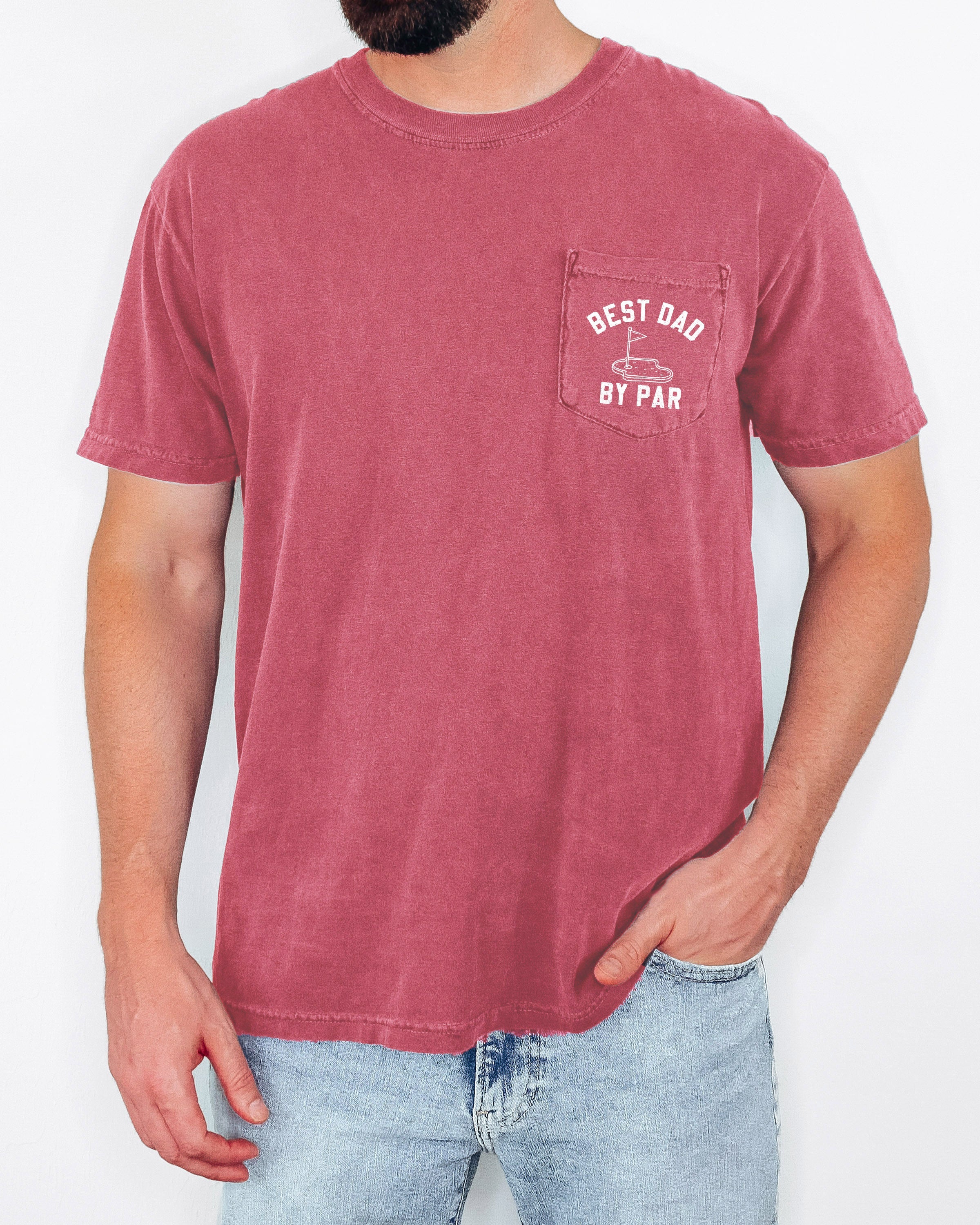 Best dad by par Comfort Colors Pocket T Shirt (Golf)
