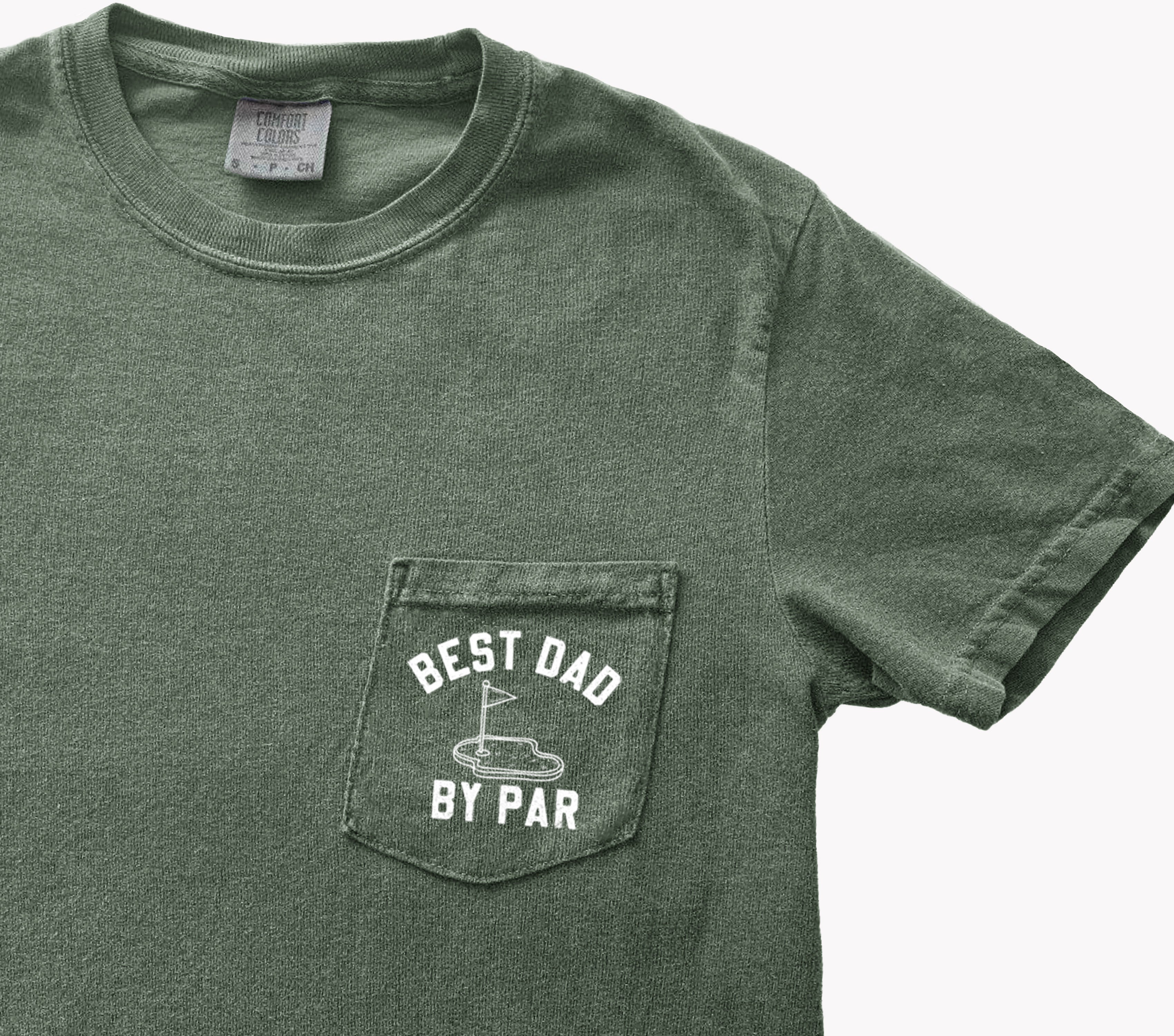 Best dad by par Comfort Colors Pocket T Shirt (Golf)