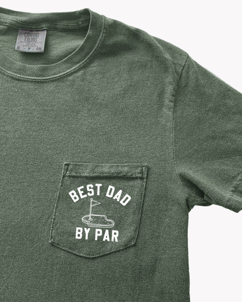 Best dad by par Comfort Colors Pocket T Shirt (Golf)