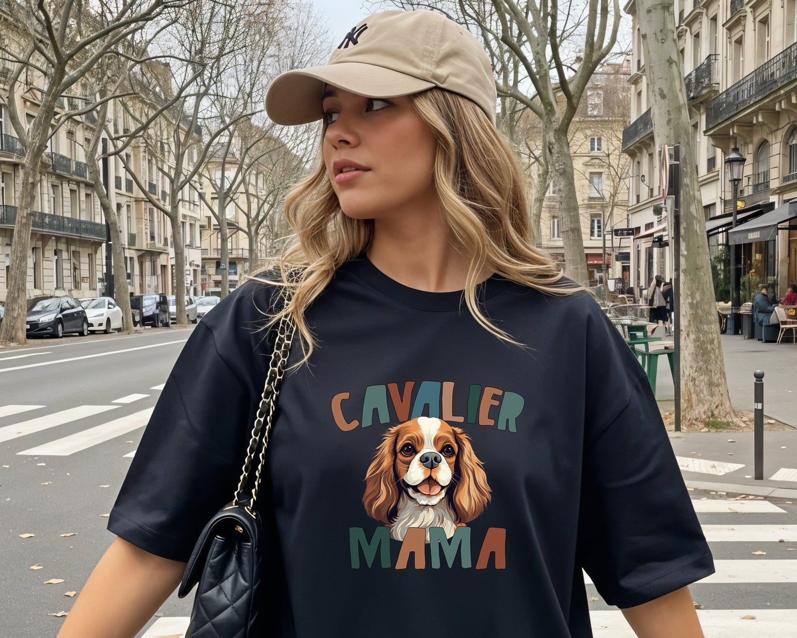 Cavalier King Charles Spaniel Dog Mom Comfort Fall Colors Garment Dyed T Shirt (Color)