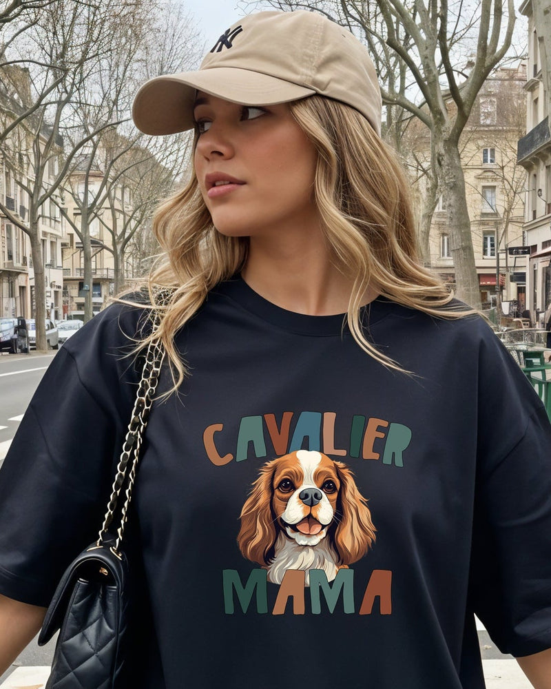 Cavalier King Charles Spaniel Dog Mom Comfort Fall Colors Garment Dyed T Shirt (Color)
