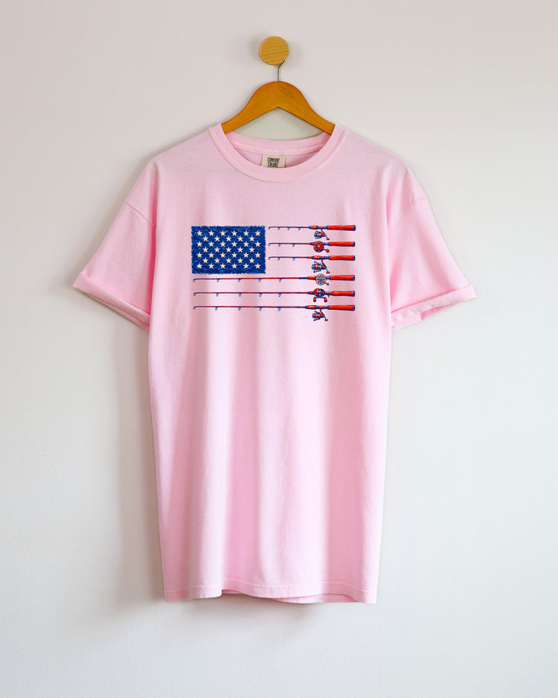 USA America Fishing Comfort Colors T Shirt - 4th of July, Memorial day, Veterans day gift for dad