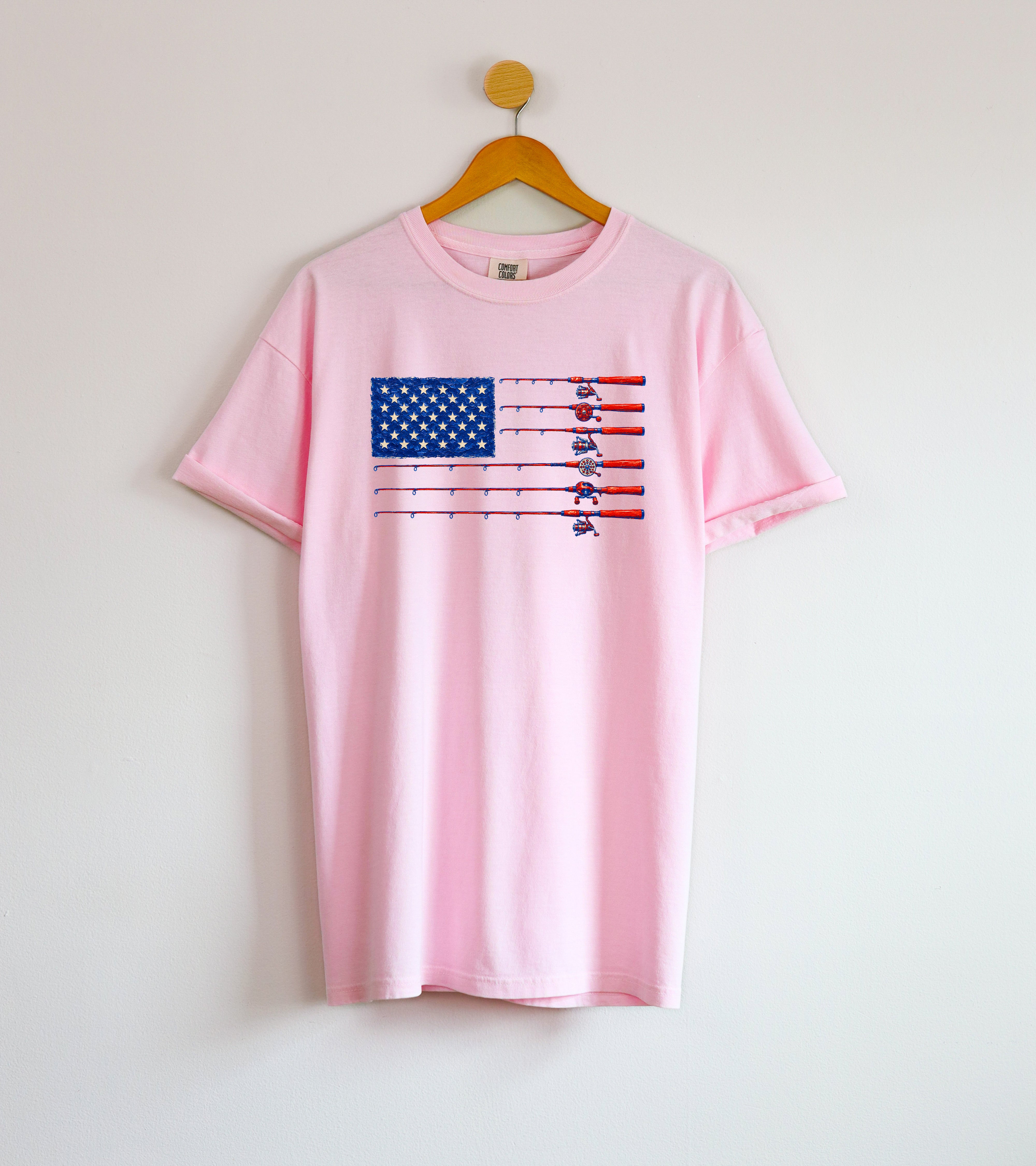 USA America Fishing Comfort Colors T Shirt - 4th of July, Memorial day, Veterans day gift for dad