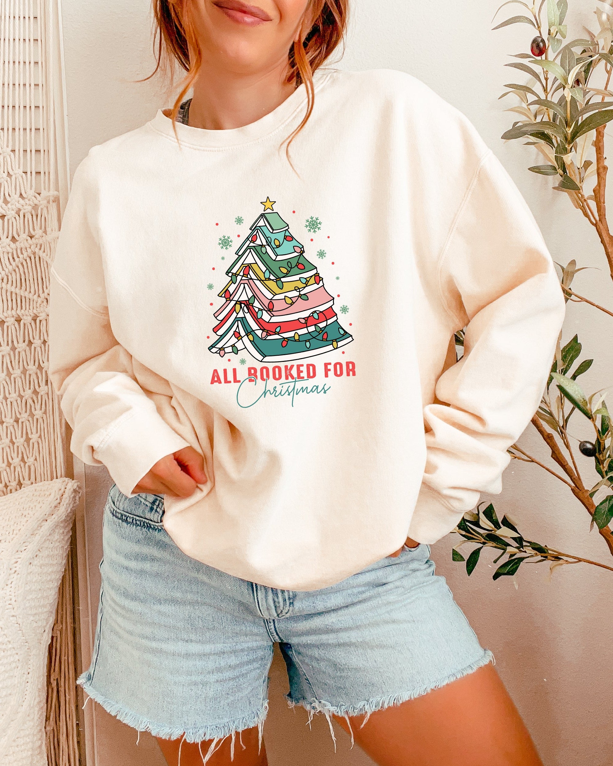 All booked For Christmas Holiday Winter Garment Dyed Comfort Colors Sweatshirt