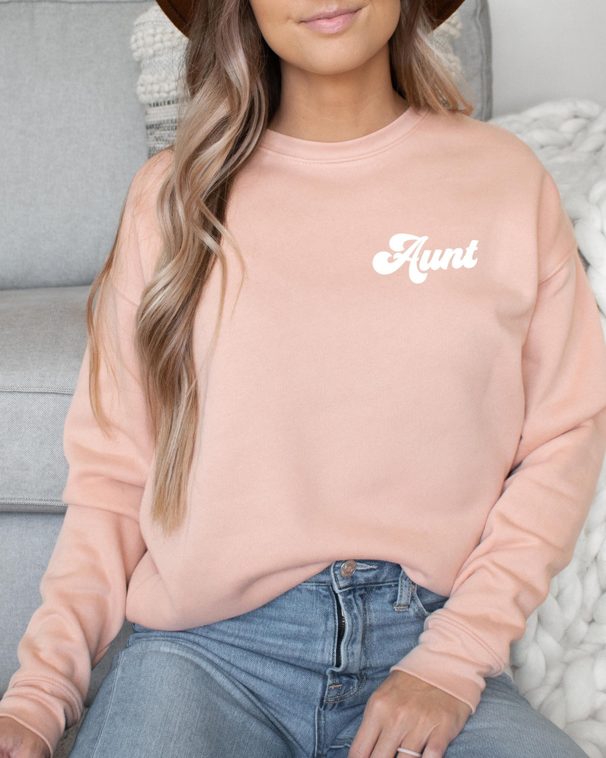 Aunt Groovy Sponge Fleece Crewneck Sweatshirt (Left Chest)