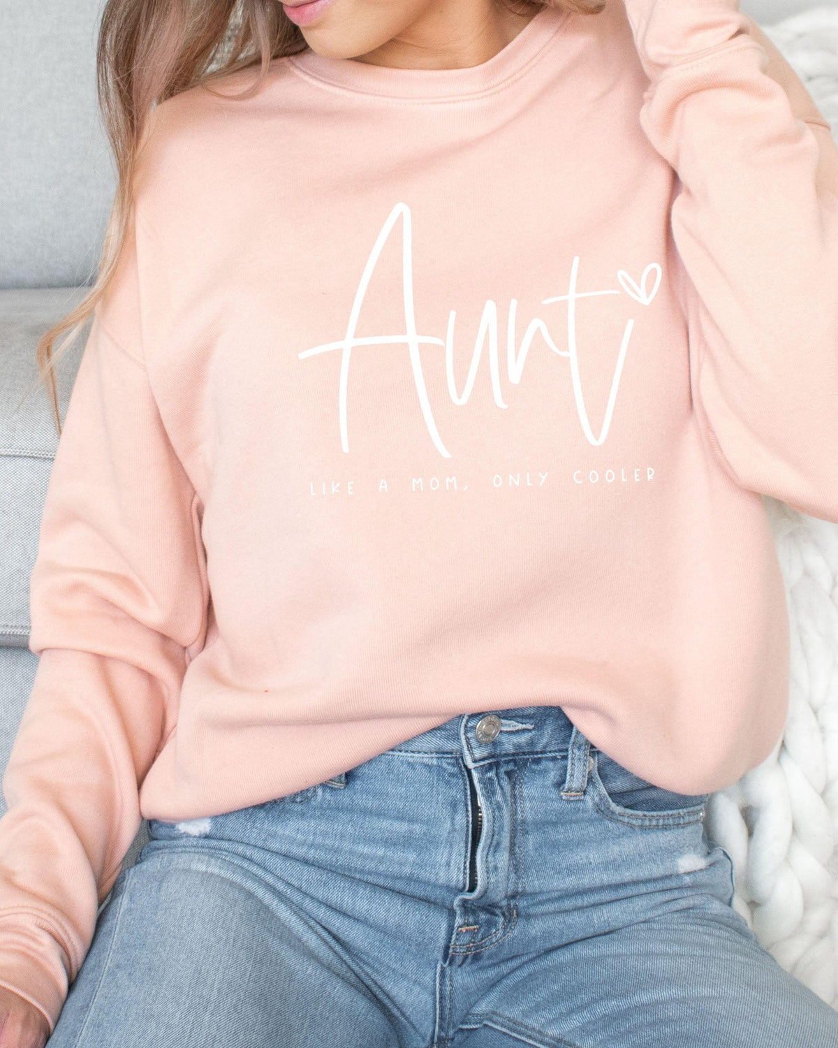 Aunt Like a mom only cooler Sponge Fleece Crewneck Sweatshirt