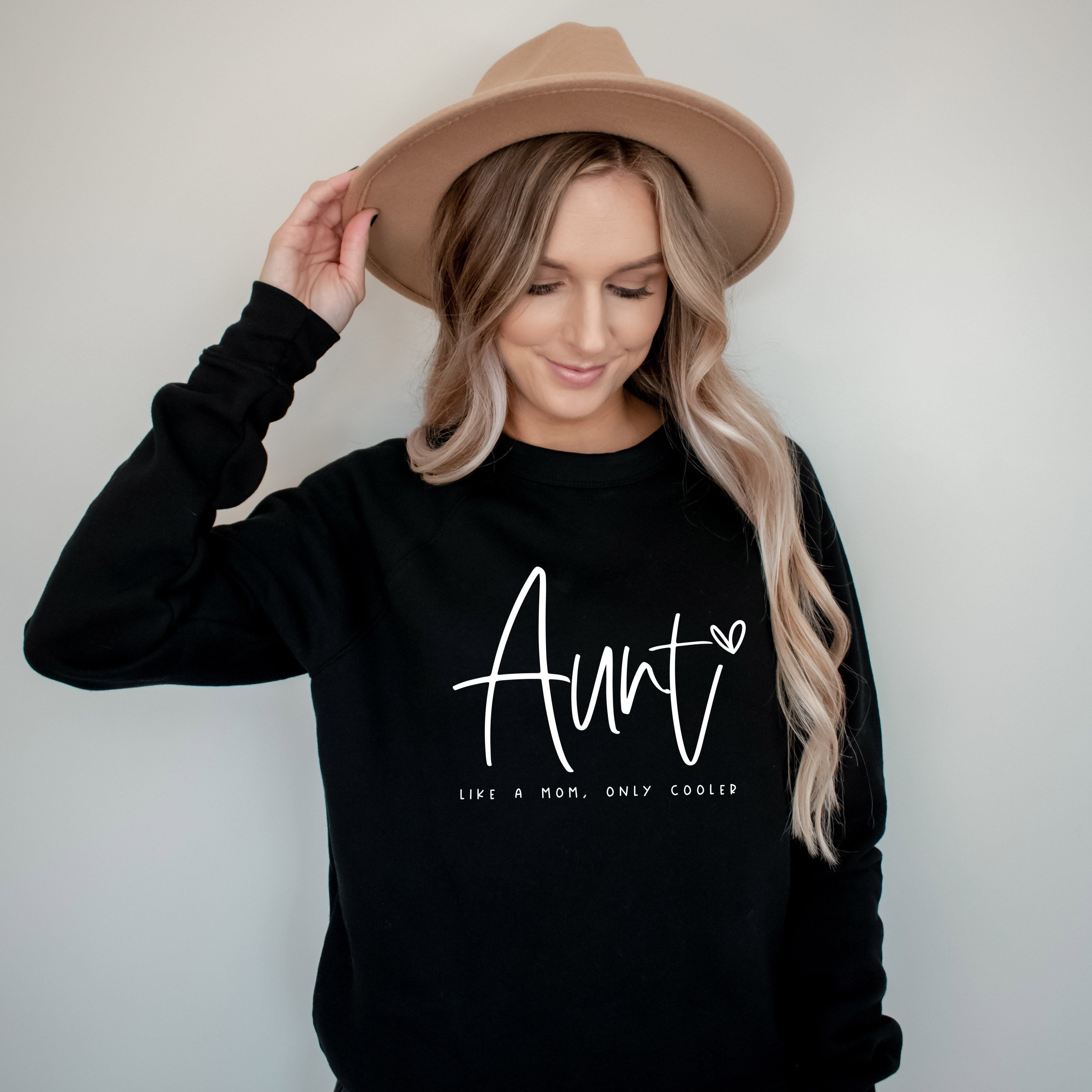 Aunt Like a mom only cooler Sponge Fleece Crewneck Sweatshirt