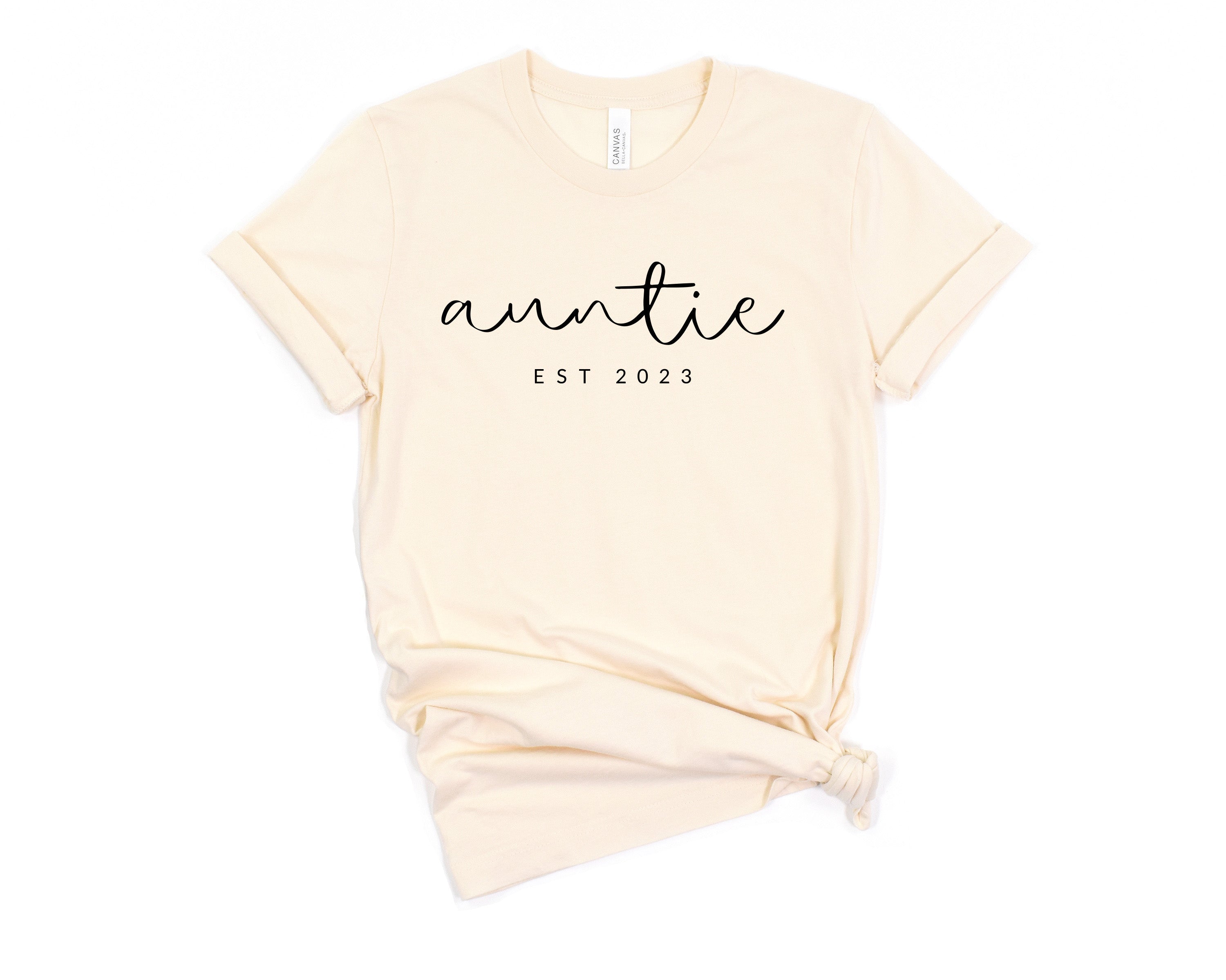 Auntie Est year Personalization Classic Soft Short Sleeve Shirt (Cursive)