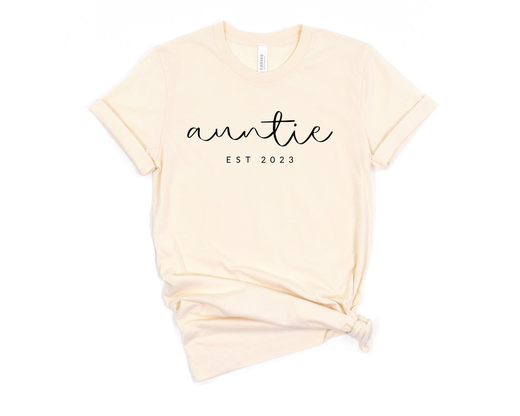 Auntie Est year Personalization Classic Soft Short Sleeve Shirt (Cursive)