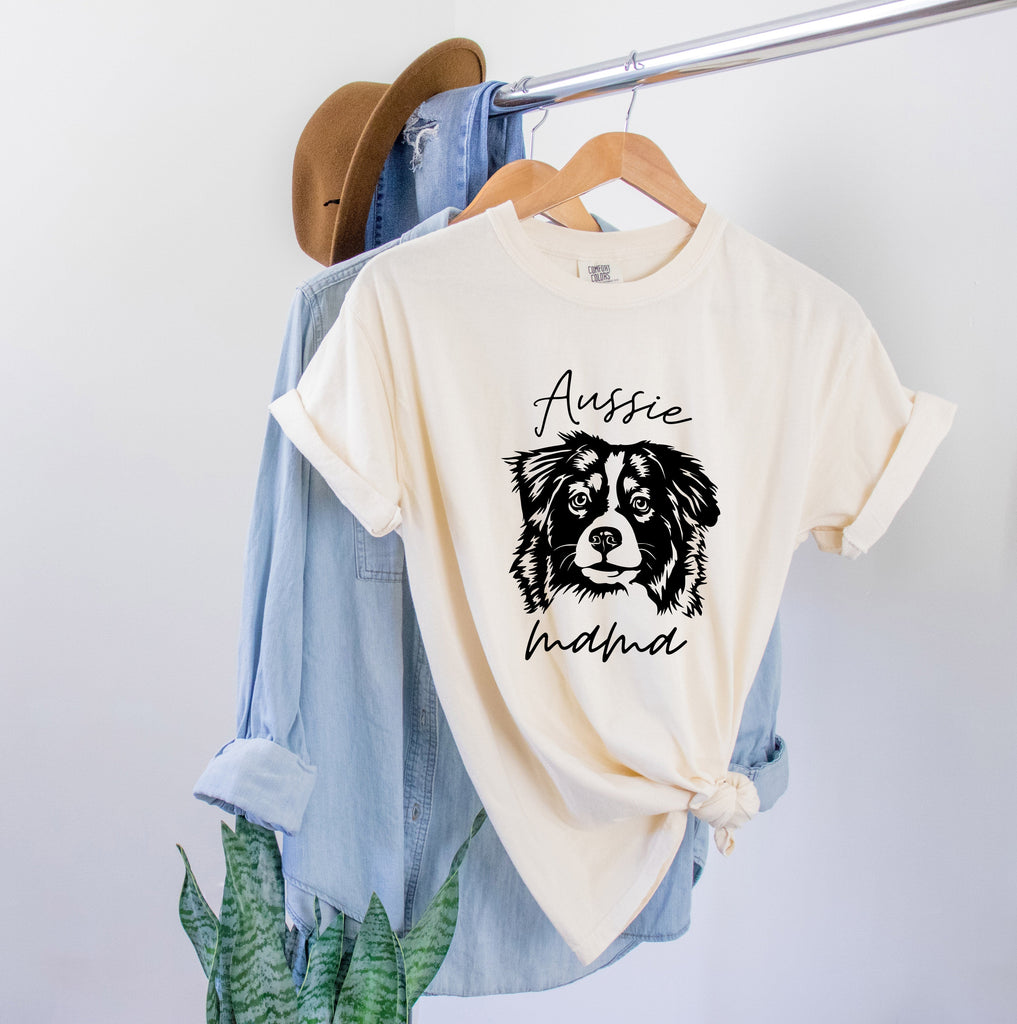 Australian Shepherd Mama Comfort Colors T Shirt (Center)
