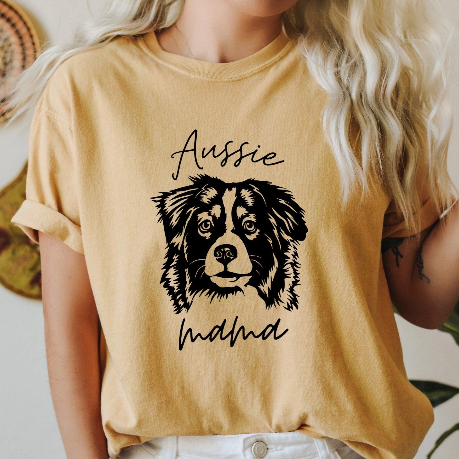 Australian Shepherd Mama Comfort Colors T Shirt (Center)