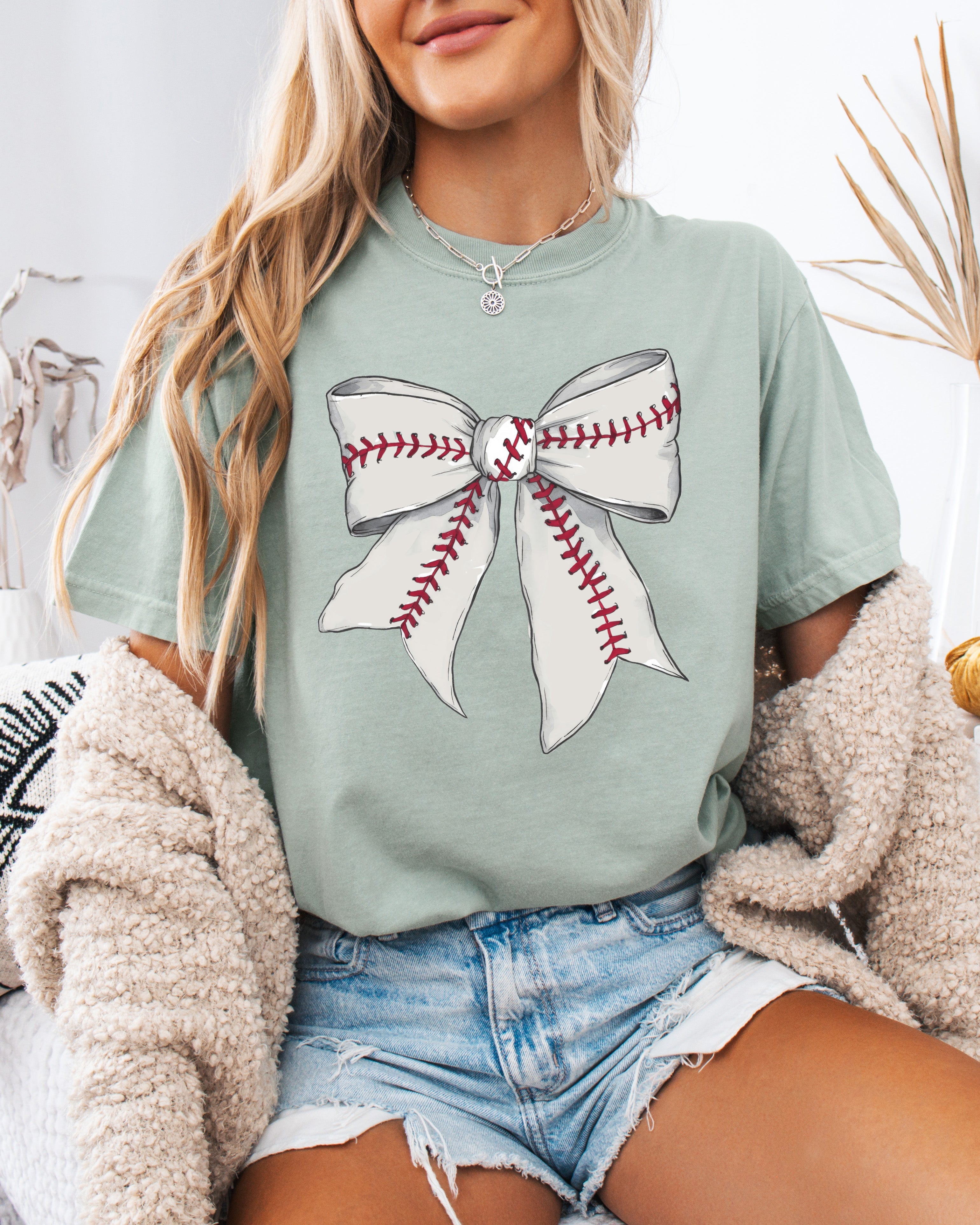 Baseball Lover Mom Game Day Comfort Colors Graphic Tees (Ribbon)